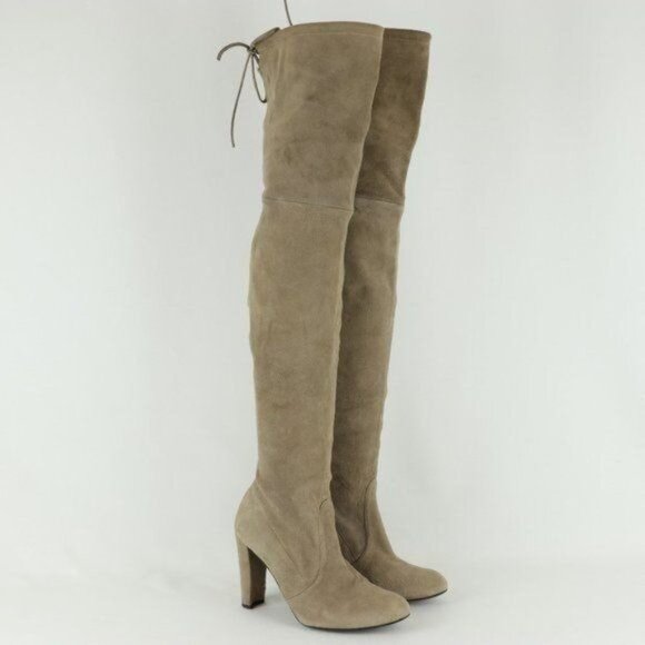 Stuart Weitzman Highland Women's Size 6.5 Taupe Over The Knee Heeled Boots - Picture 1 of 11
